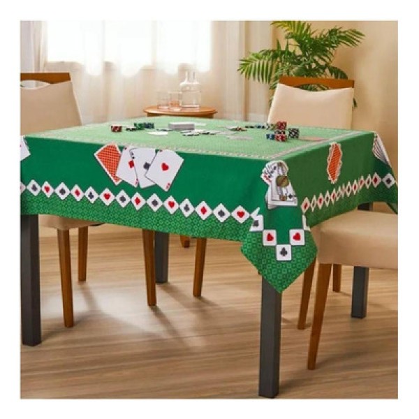 Toalha de Mesa Quadrada Lepper 4 Lugares Aveludada 1,50m x 1,50m Baralho