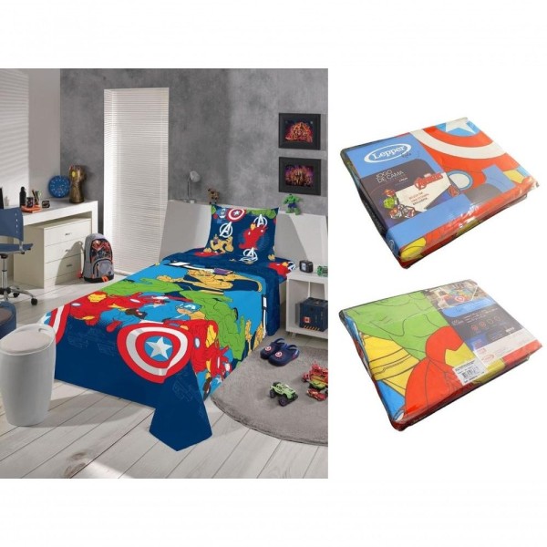 Encontraproduto.com.br - Jogo de Cama Lepper Avengers Com 3 Peças
