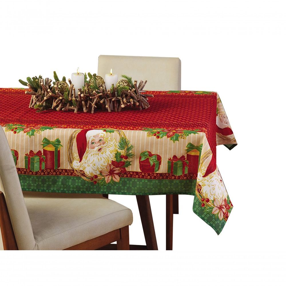 Encontraproduto.com.br - Toalha De Mesa Quadrada Lepper 4 Lugares Natal 1,40m X 1,40m Presente