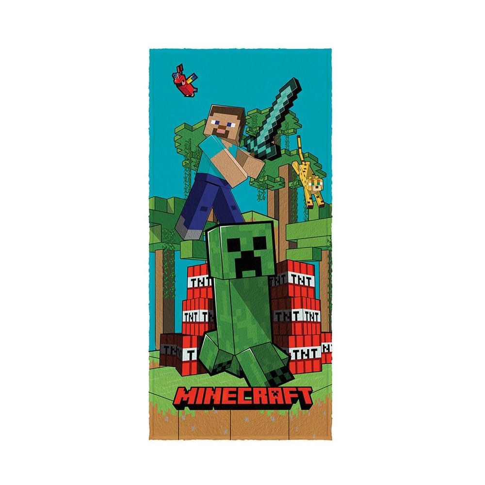 Toalha de Banho Lepper Felpuda Estampada Minecraft
