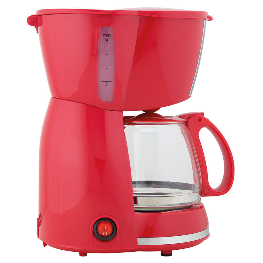 Encontraproduto.com.br - Cafeteira Britânia CP15 Vidro Vermelha com Inox