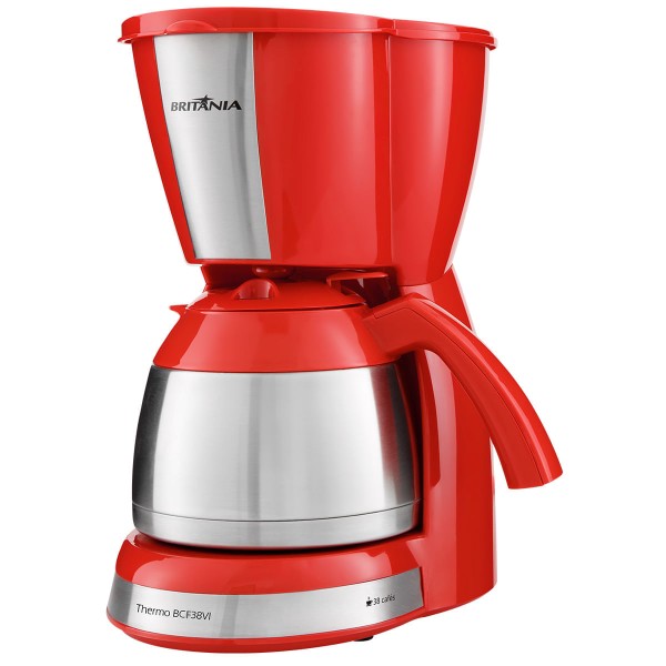 Encontraproduto.com.br - Cafeteira Thermo Vermelha Prata 700W Britânia 110V BCF38VI