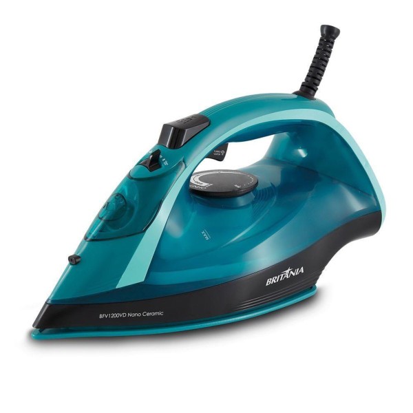 Encontraproduto.com.br - Ferro de Passar Ã  Vapor BritÃ¢nia BFV1200VD Nano Ceramic Verde e Preto 110V