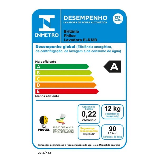 Encontraproduto.com.br - Lava e Seca Inverter Philco 12kg Branca PLS12B - 127 Volts
