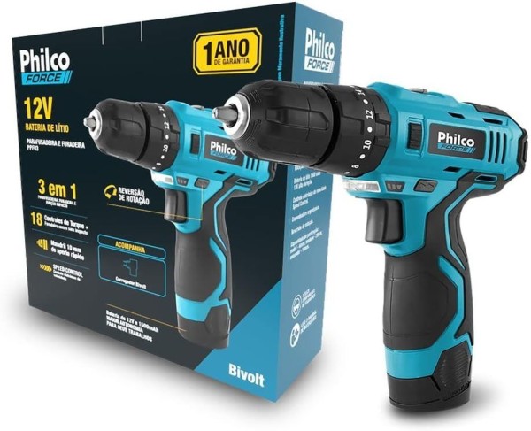 Encontraproduto.com.br - Parafusadeira Philco Force PPF03 3 em 1 Furadeira Impacto