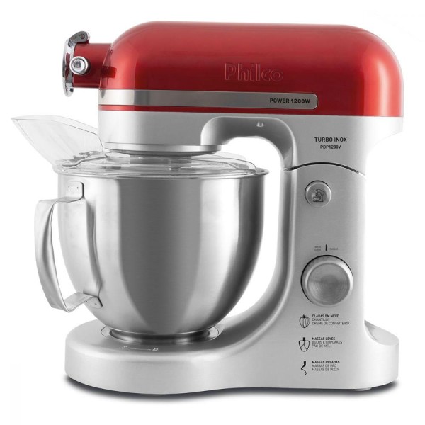 Batedeira Planetária Philco Vermelha Turbo Inox 220V Pbp1200