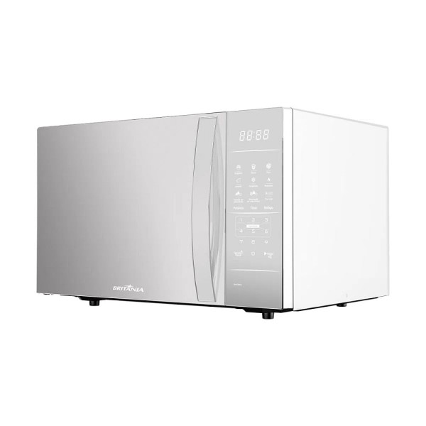 Encontraproduto.com.br - Micro-ondas Britânia 34 litros Porta Espelhada Branco BMO34EB - 127 Volts