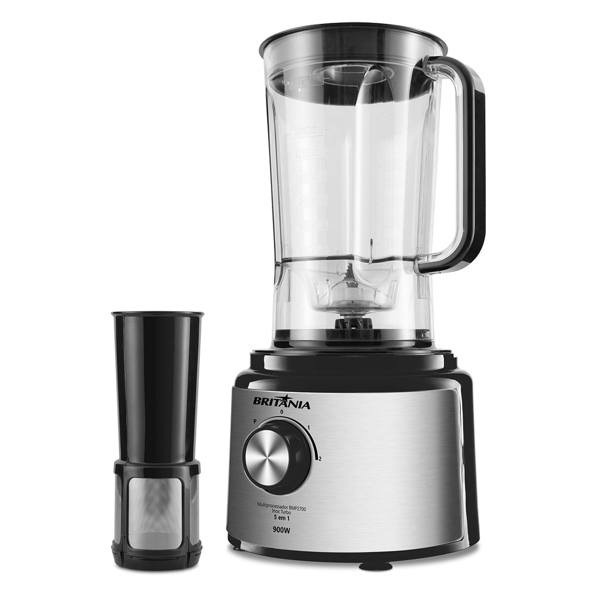 Encontraproduto.com.br - Multiprocessador Britânia BMP2700P 5 em 1 Inox Turbo 900W 220V
