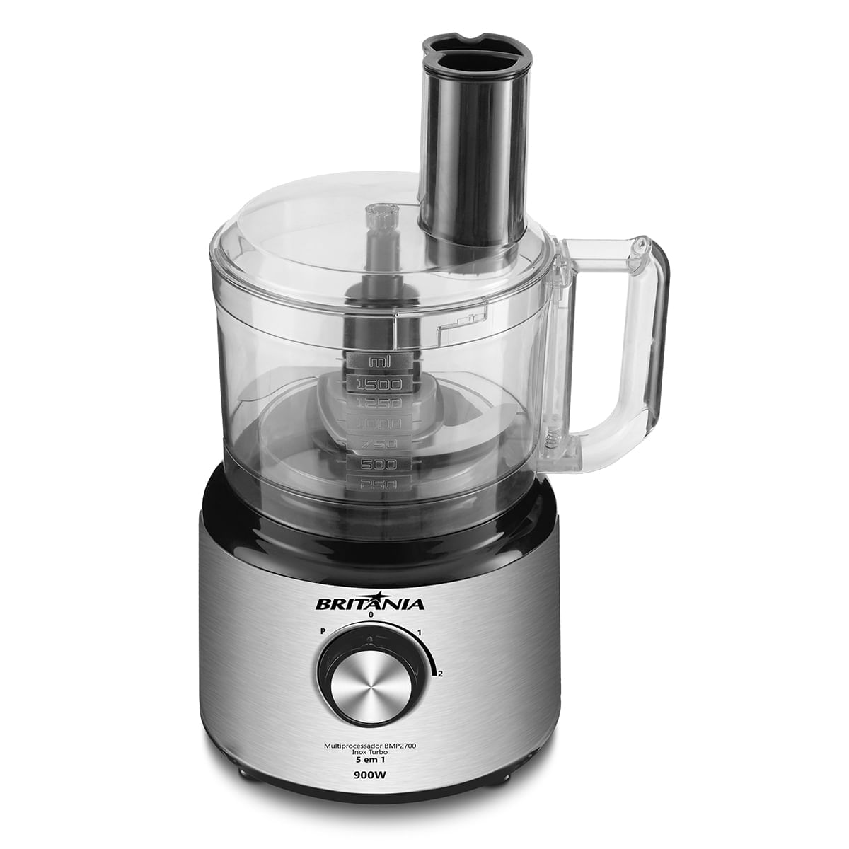Encontraproduto.com.br - Multiprocessador Britânia BMP2700P 5 em 1 Inox Turbo 900W 220V