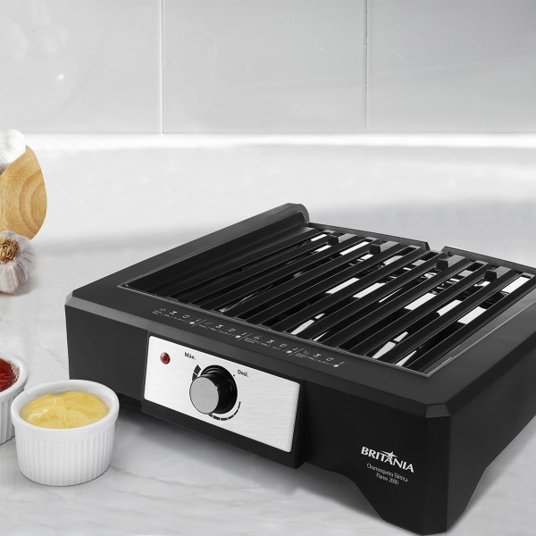 Encontraproduto.com.br - Churrasqueira Elétrica Britânia BCQ2000 Flame Grelha Argentina 220V