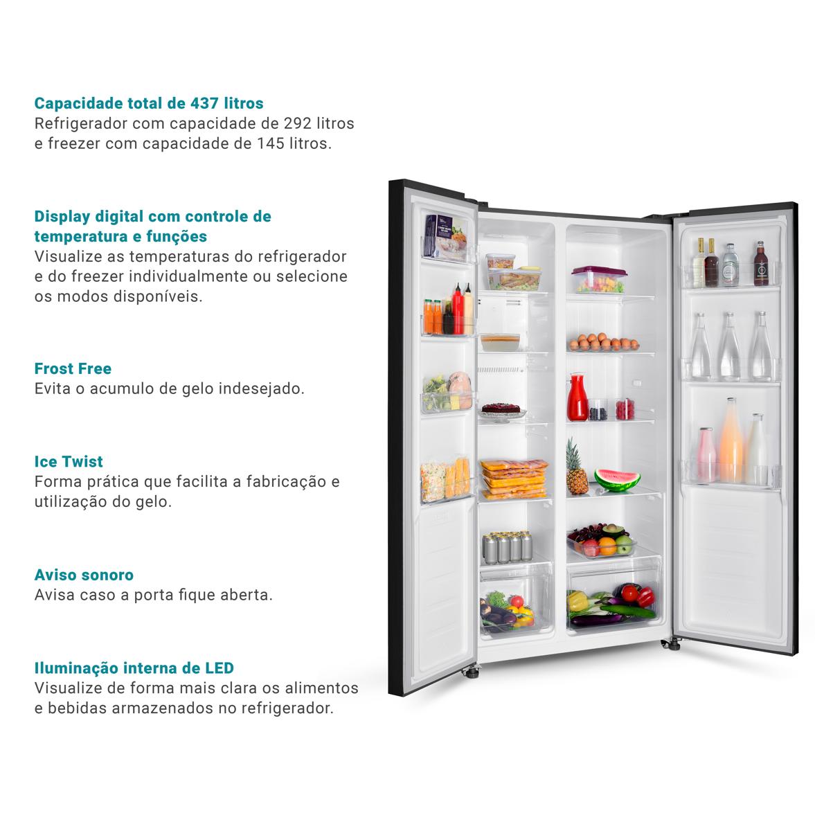 Encontraproduto.com.br - Refrigerador/Geladeira 437L Side By Side Philco PRF535I