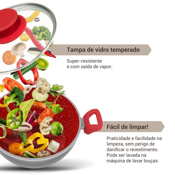 Encontraproduto.com.br - Panela Philco PPN24A Revestimento Redstone Fundo Triplo com Tampa 4,6L