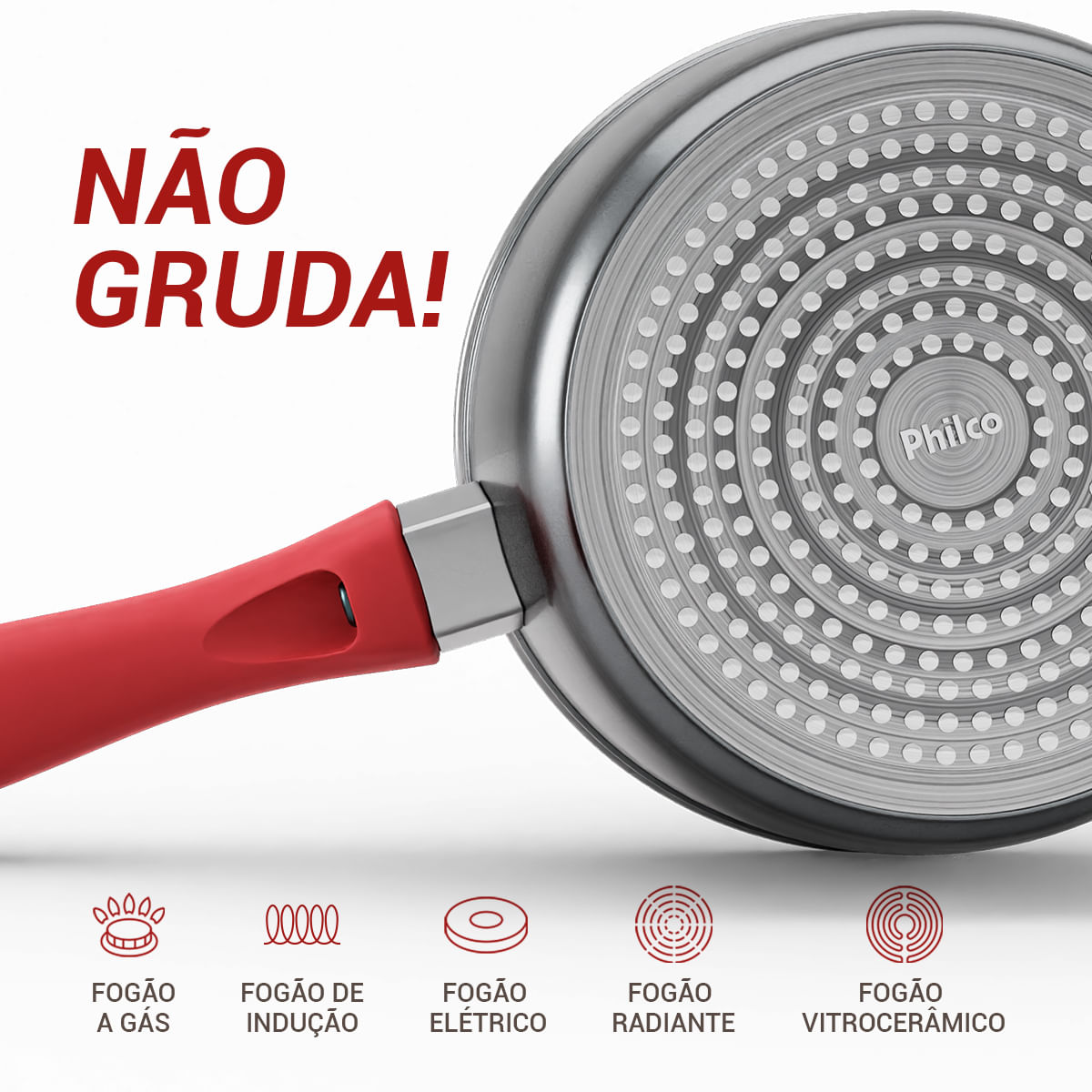 Encontraproduto.com.br - Jogo de Panelas Philco  Redstone Antiaderente com tampa de vidro PKT407 4 Peças