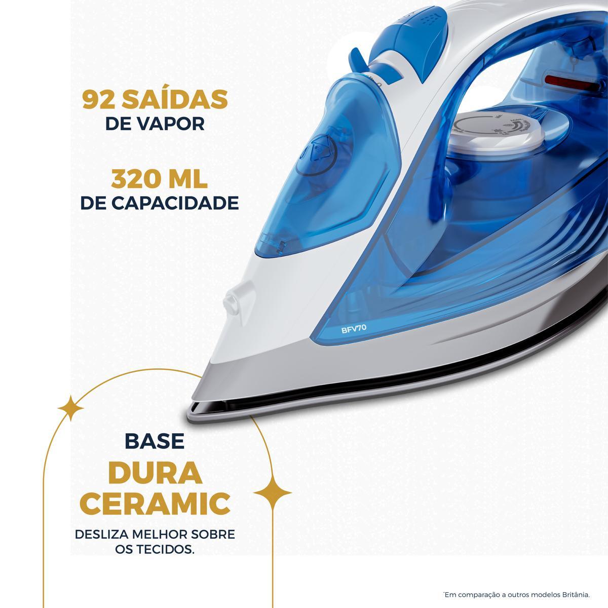 Ferro de Passar a Vapor Britânia 320ml Base em Cerâmica BFV70