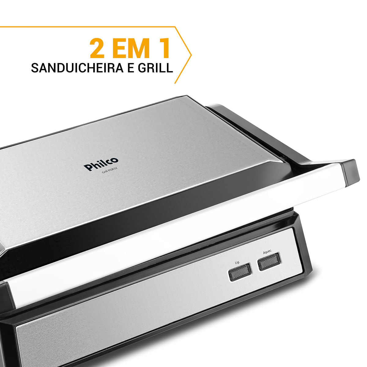 Encontraproduto.com.br - Grill Philco 2 em 1 PGR32 Chapa com Abertura 180°
