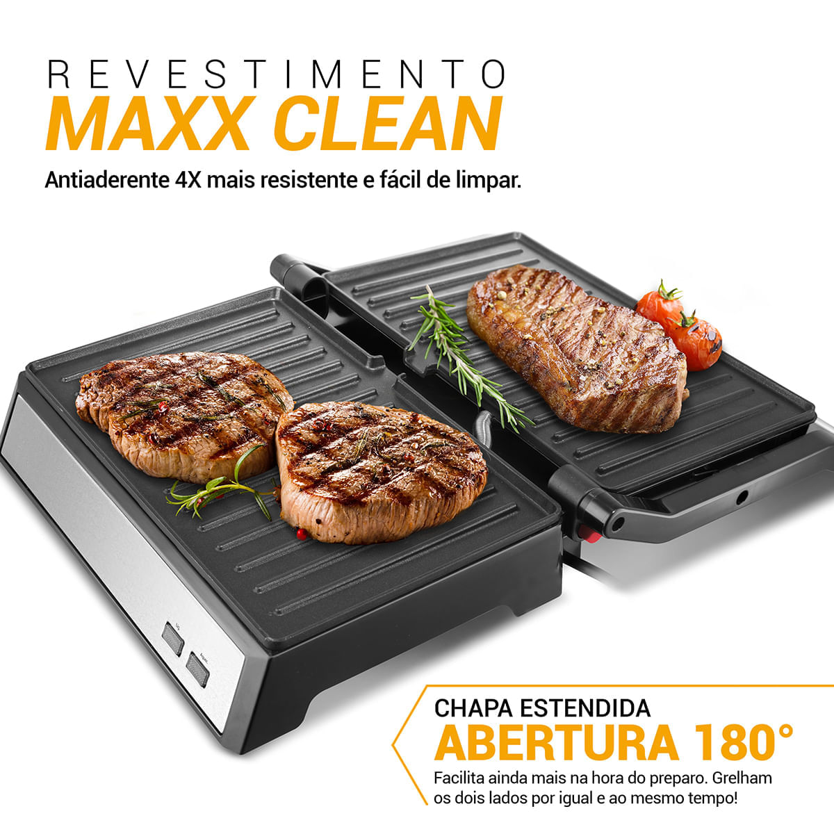 Encontraproduto.com.br - Grill Philco 2 em 1 PGR32 Chapa com Abertura 180°