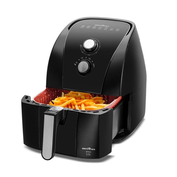 Encontraproduto.com.br - FRITADEIRA AIR FRYER BRITÂNIA BFR50 PRETA 220V 5,5 LITROS