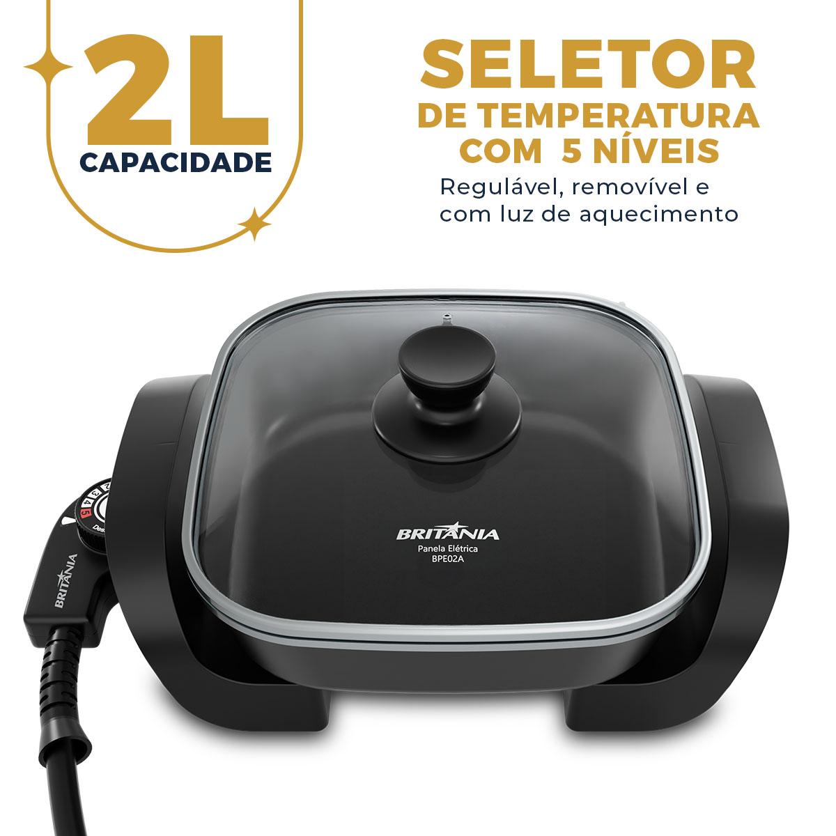 Encontraproduto.com.br - Panela Elétrica Britânia 2L 5 Temperaturas 650W BPE02A