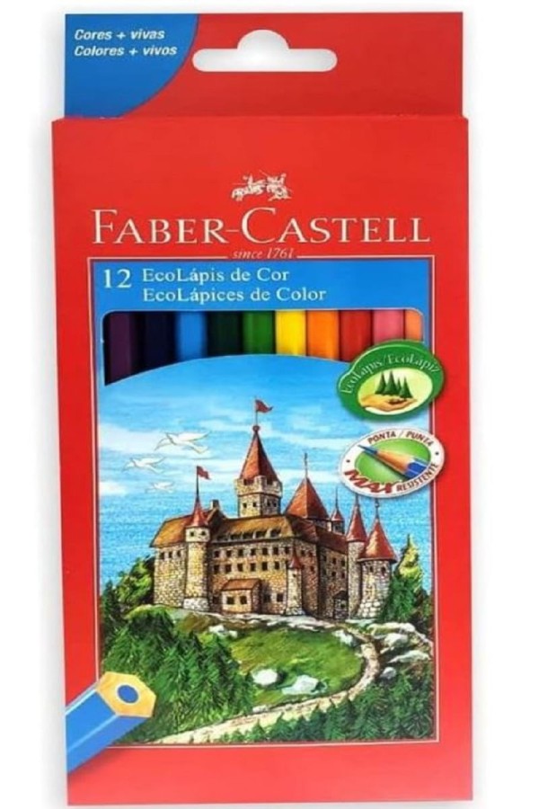 Encontraproduto.com.br - Lápis de Cor Sextavado 12 Cores - FABER CASTELL