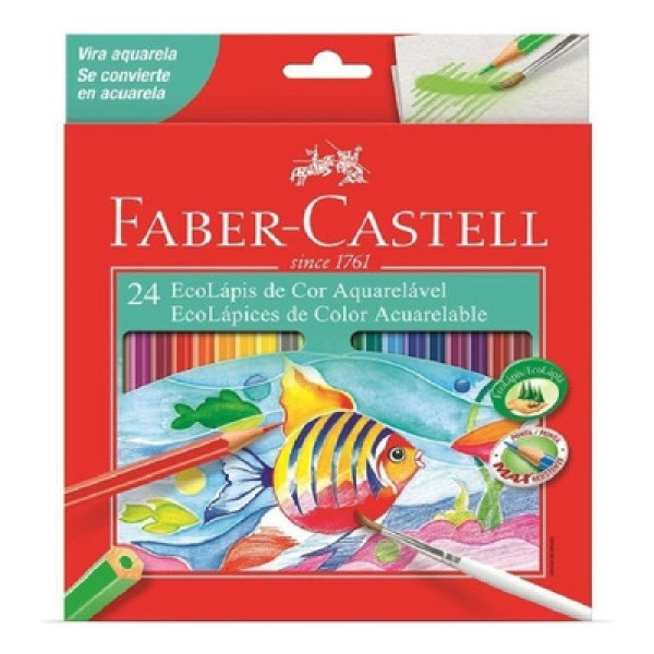 Encontraproduto.com.br - Lápis Aquarela Sextavado Estojo com 24 Cores Ref.120224 Faber-Castell