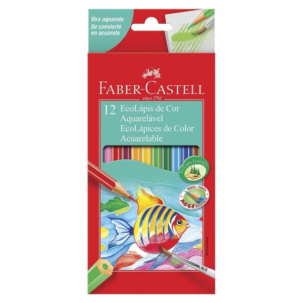 Encontraproduto.com.br - Lápis Aquarela Sextavado Estojo com 12 Cores Ref.120212 Faber-Castell