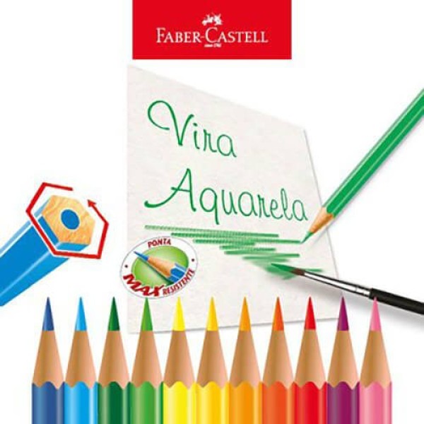 Encontraproduto.com.br - Lápis Aquarela Sextavado Estojo com 12 Cores Ref.120212 Faber-Castell