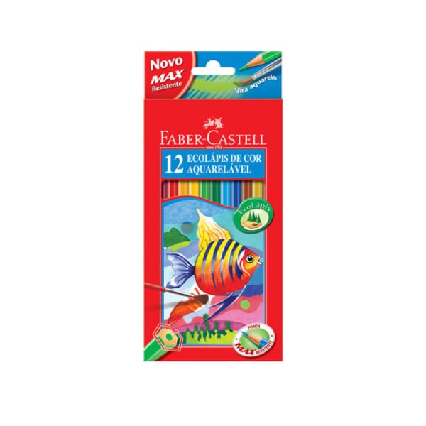 Encontraproduto.com.br - Lápis Aquarela Sextavado Estojo com 12 Cores Ref.120212 Faber-Castell