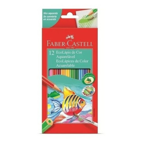 Encontraproduto.com.br - Lápis Aquarela Sextavado Estojo com 12 Cores Ref.120212 Faber-Castell
