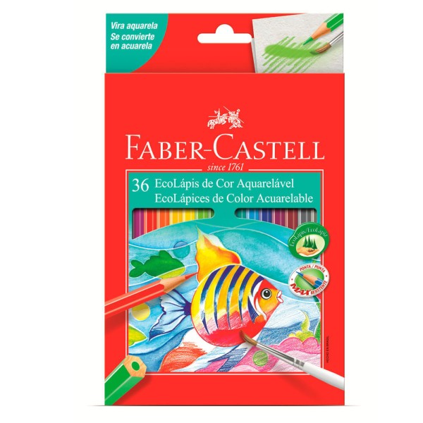 Encontraproduto.com.br - Lápis Aquarela Sextavado Estojo com 36 Cores Ref.120236 Faber-Castell