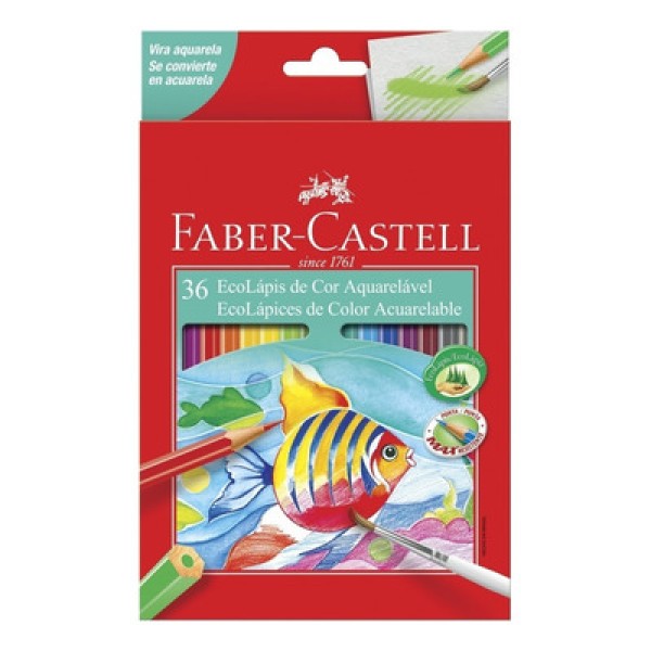 Encontraproduto.com.br - Lápis Aquarela Sextavado Estojo com 36 Cores Ref.120236 Faber-Castell