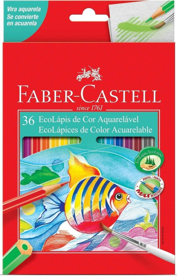 Encontraproduto.com.br - Lápis Aquarela Sextavado Estojo com 36 Cores Ref.120236 Faber-Castell