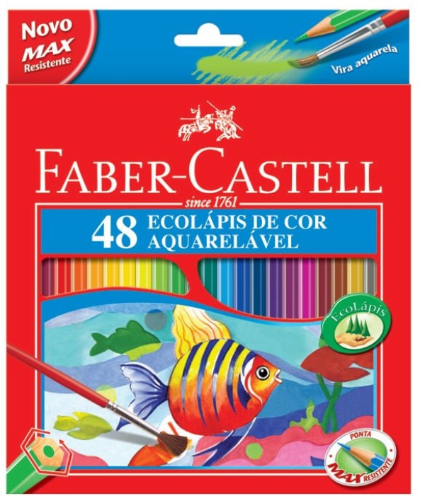 Encontraproduto.com.br - Lápis Aquarela Sextavado Estojo com 48 Cores Ref.120248 Faber-Castell