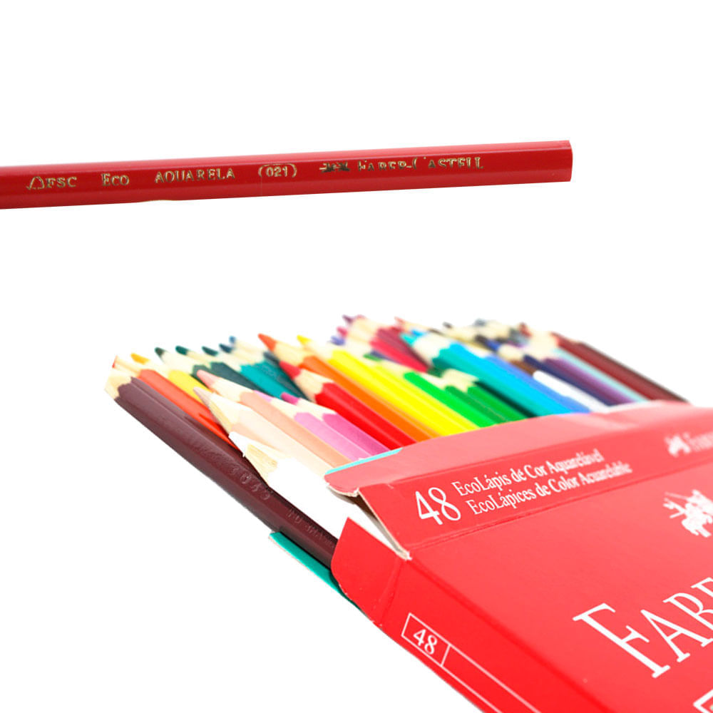 Encontraproduto.com.br - Lápis Aquarela Sextavado Estojo com 48 Cores Ref.120248 Faber-Castell