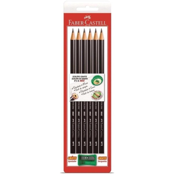 Encontraproduto.com.br - Lápis Grafite 6 Un e Apontador - Faber Castell