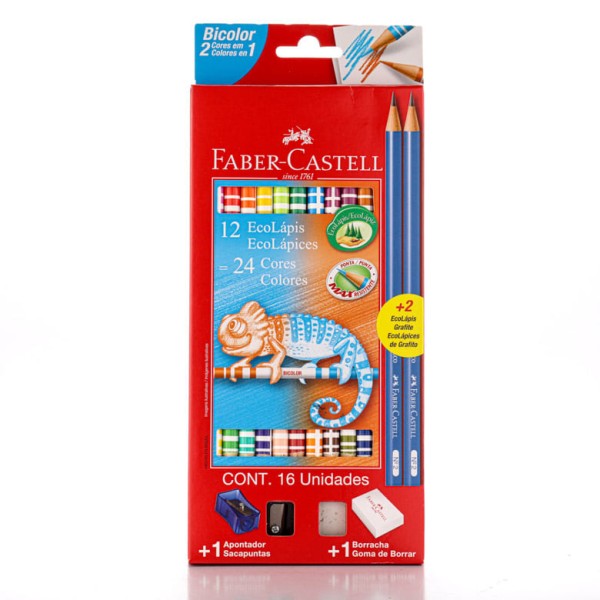Lápis de Cor Faber Castell Bicolor 24 Cores 12Unidades