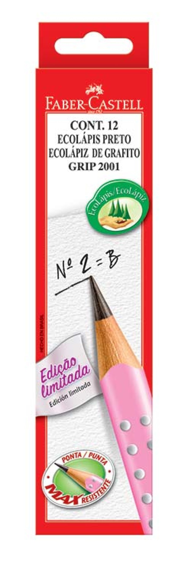 Encontraproduto.com.br - Lápis Preto Faber Grip B Rosa C/12 Ref 2001brs