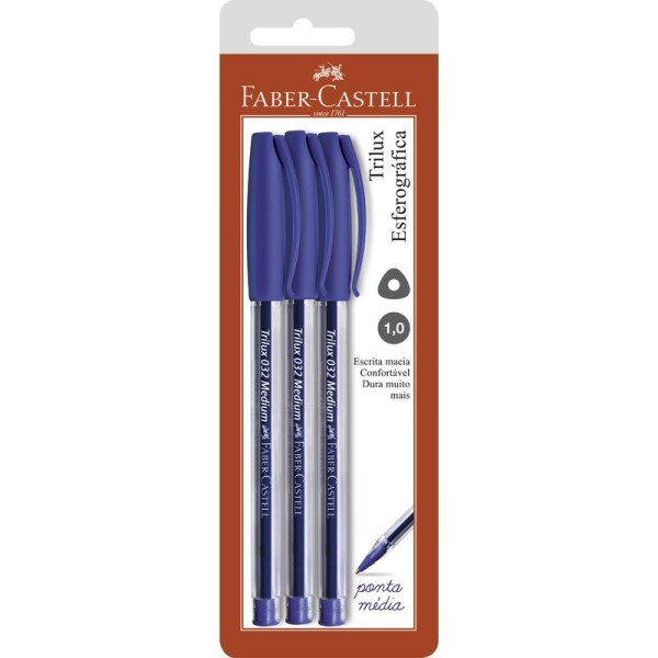 Caneta Esferográfica Azul 3 Unidades