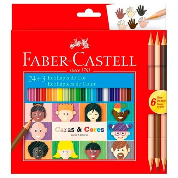 Encontraproduto.com.br - Lápis de Cor Caras & Cores 24 + 6 Cores - Faber-Castell