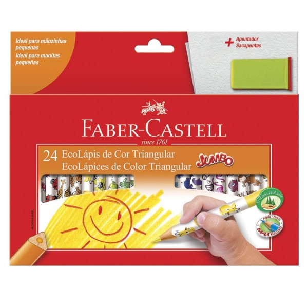 Encontraproduto.com.br - Ecolapis Lapis Cor Jumbo 24 Cores Faber