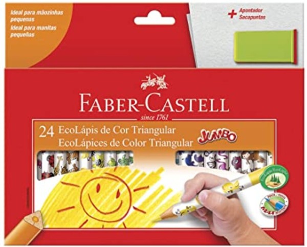 Encontraproduto.com.br - Ecolapis Lapis Cor Jumbo 24 Cores Faber