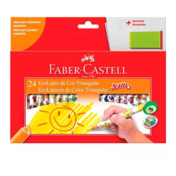 Encontraproduto.com.br - Ecolapis Lapis Cor Jumbo 24 Cores Faber