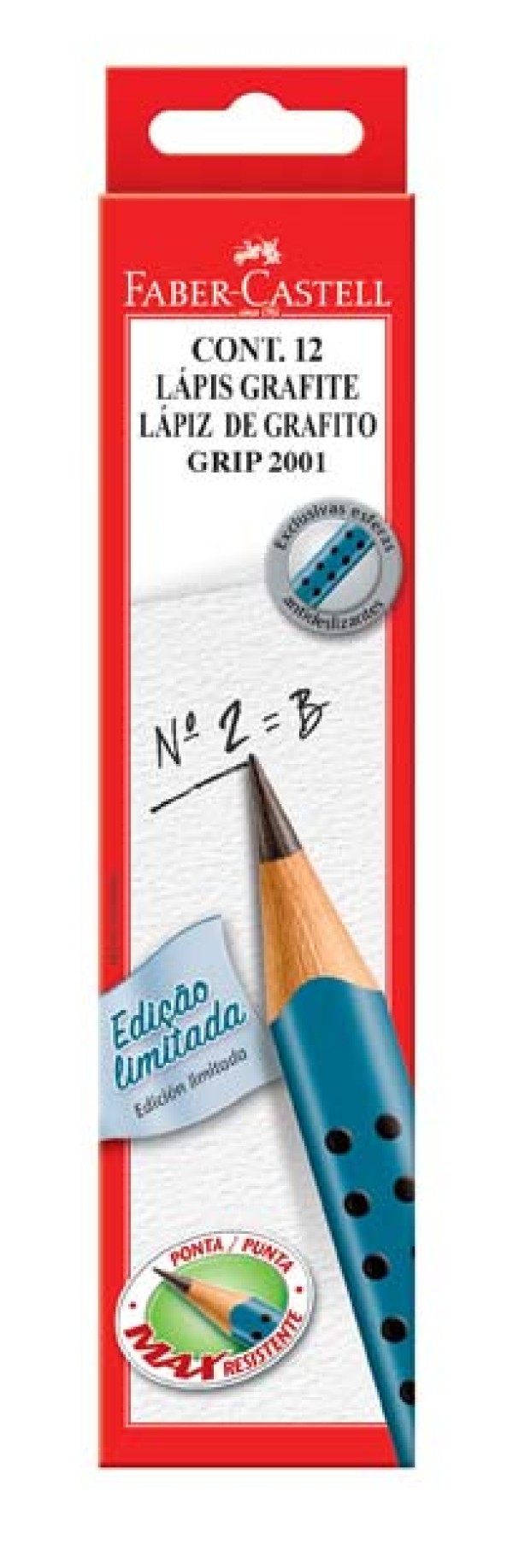 Encontraproduto.com.br - Lápis Preto Faber Grip B Azul C/12 Ref 2001bazp