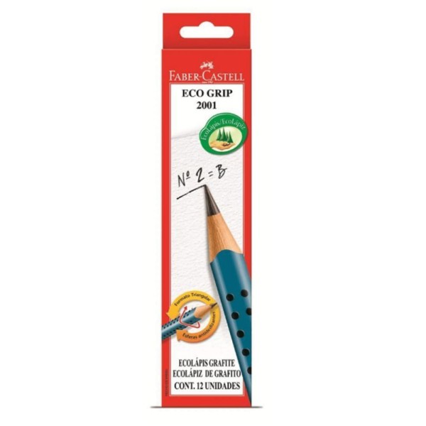 Encontraproduto.com.br - Lápis Preto Faber Grip B Azul C/12 Ref 2001bazp