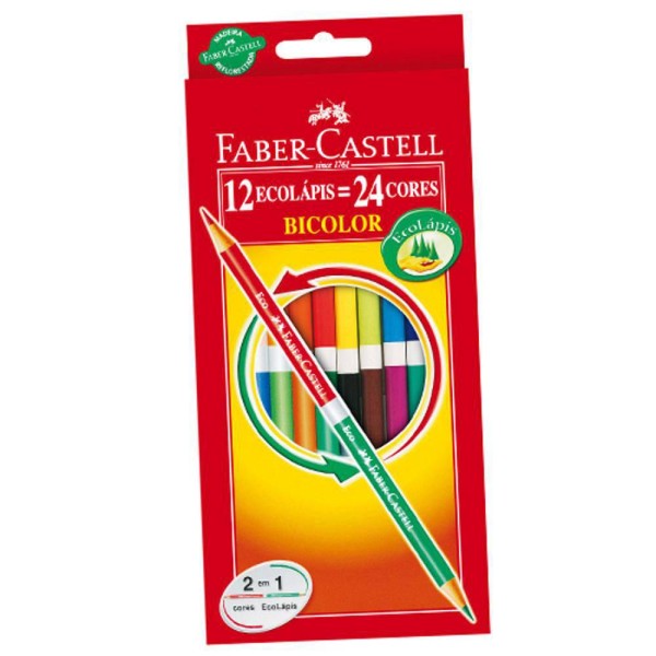 Encontraproduto.com.br - Lápis De Cor Bicolor 12 Lápis 24 Cores + 2 Lápis Grafite