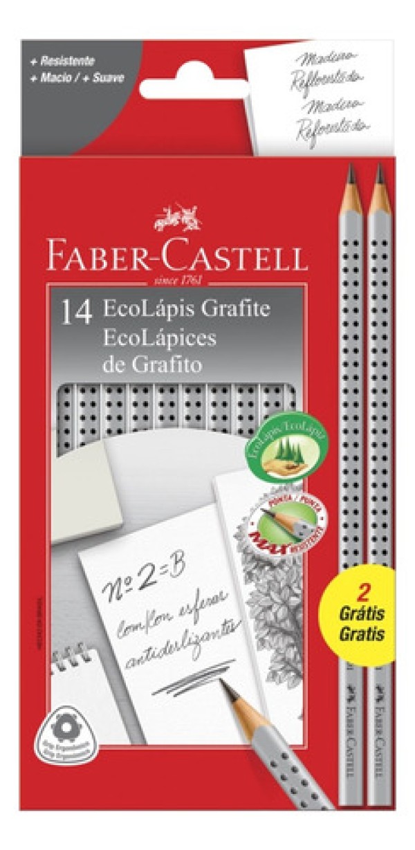 Encontraproduto.com.br - Lápis Preto Faber Grip B Cinza C/14 Ref 2001b/f
