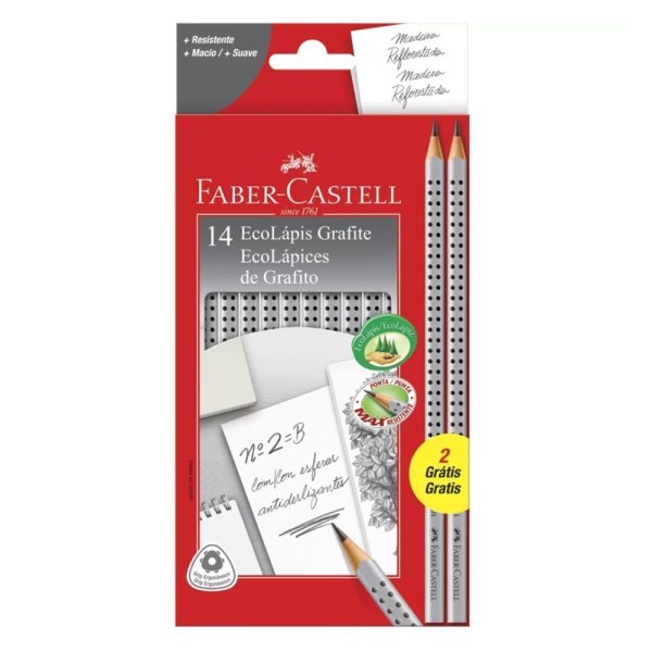 Encontraproduto.com.br - Lápis Preto Faber Grip B Cinza C/14 Ref 2001b/f