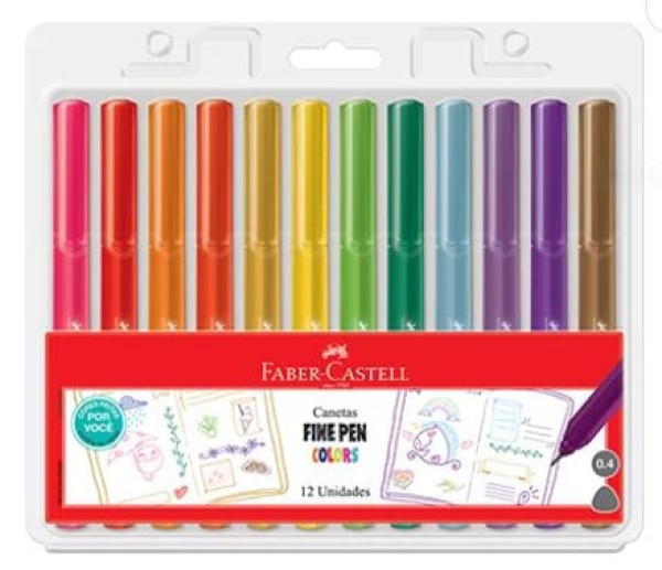 CANETA FINE PEN COLOR 12 CORES FPB ES1ZF FABER CASTELL
