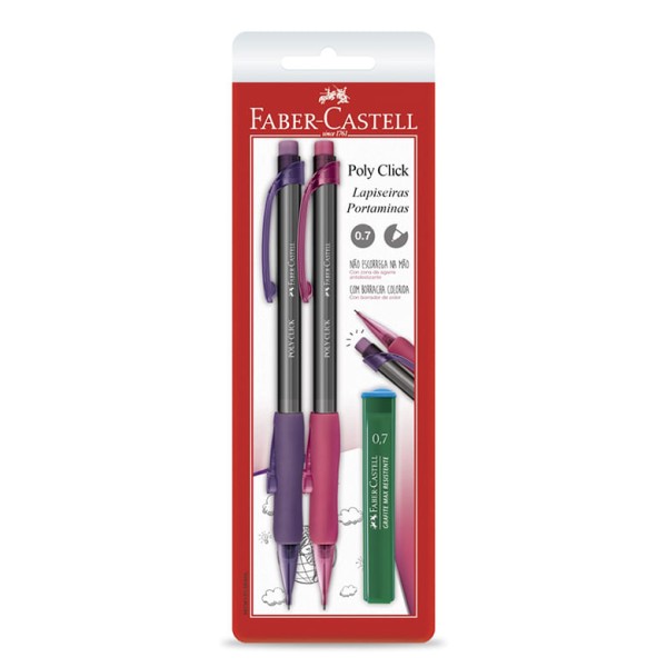 Encontraproduto.com.br - Lapiseira Faber Castell Poly Click 0,7mm Rosa/Roxa