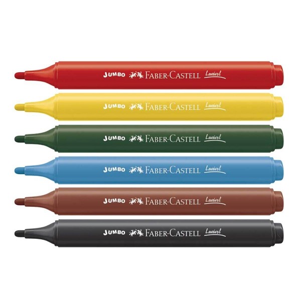 Encontraproduto.com.br - Canetinha Hidrogáfica Jumbo Triangular 6 Cores Faber Castell