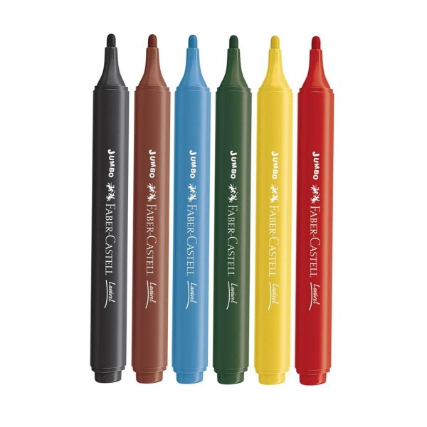 Encontraproduto.com.br - Canetinha Hidrogáfica Jumbo Triangular 6 Cores Faber Castell